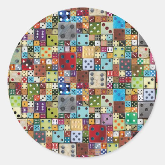 Colorful Dice Ronde Sticker (Voorkant)