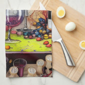 Colorful Digital Art bij wijnproeven Theedoek (Quarter Fold)