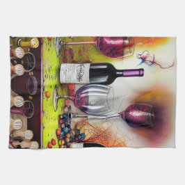 Colorful Digital Art bij wijnproeven Theedoek