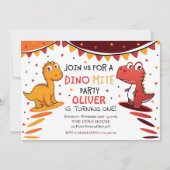 Colorful Dinomite Dinosaur Birthday Party Kaart (Voorkant)