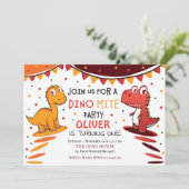 Colorful Dinomite Dinosaur Birthday Party Kaart (Staand voorkant)