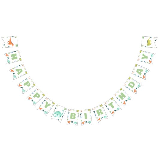 Colorful Dinosaur Birthday Bunting Dino Party Vlaggetjes (Alle)