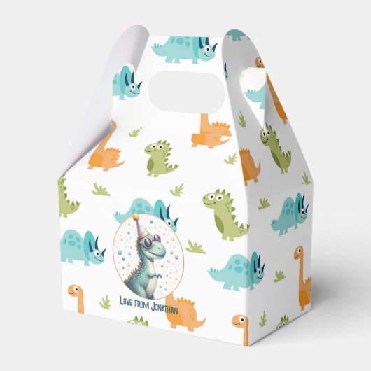 Colorful Dinosaur Birthday Party Bedankdoosjes (Voorkant Zijde)