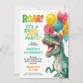 Colorful Dinosaur Birthday Party Design Kaart (Voorkant)