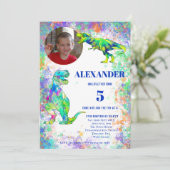 Colorful Dinosaur Birthday Party Kaart (Staand voorkant)