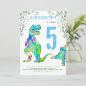 Colorful Dinosaur Birthday Party Kaart (Staand voorkant)