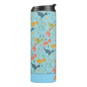 Colorful dinosaur cartoon blue pattern name  thermosbeker (Gedraaid links)