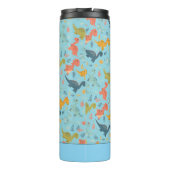Colorful dinosaur cartoon blue pattern name  thermosbeker (Achterkant)