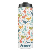 Colorful dinosaur cartoon cute pattern name thermosbeker (Voorkant)