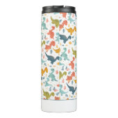 Colorful dinosaur cartoon cute pattern name thermosbeker (Achterkant)