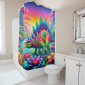 Colorful Dinosaur Douchegordijn (In situ)