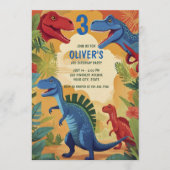 Colorful Dinosaur Jungle Adventure 3rd Birthday Kaart (Voorkant)