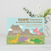 Colorful Dinosaur Kids Birthday Party Kaart (Staand voorkant)