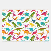 Colorful Dinosaur Patroon met Naam Inpakpapier Vel (Voorkant)
