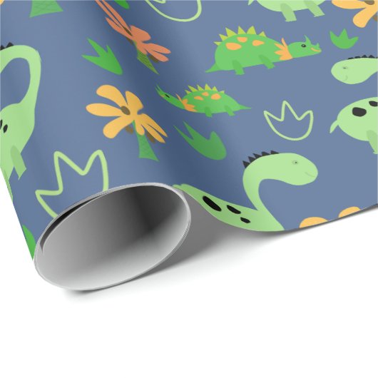 Colorful Dinosaur Pattern Cadeaupapier (Rol Hoek)