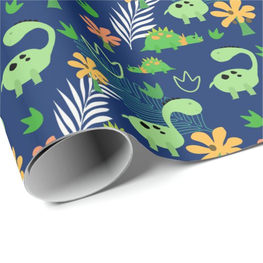 Colorful Dinosaur Pattern Cadeaupapier (Rol Hoek)