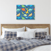 Colorful Dinosaur Pattern Canvas Afdruk (Insitu (Slaapkamer))