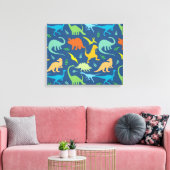 Colorful Dinosaur Pattern Canvas Afdruk (Insitu (Woonkamer))