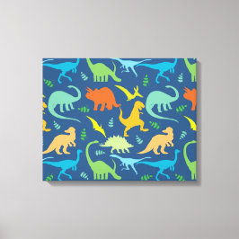 Colorful Dinosaur Pattern Canvas Afdruk