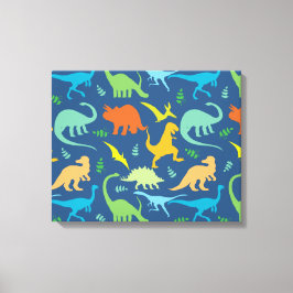 Colorful Dinosaur Pattern Canvas Afdruk
