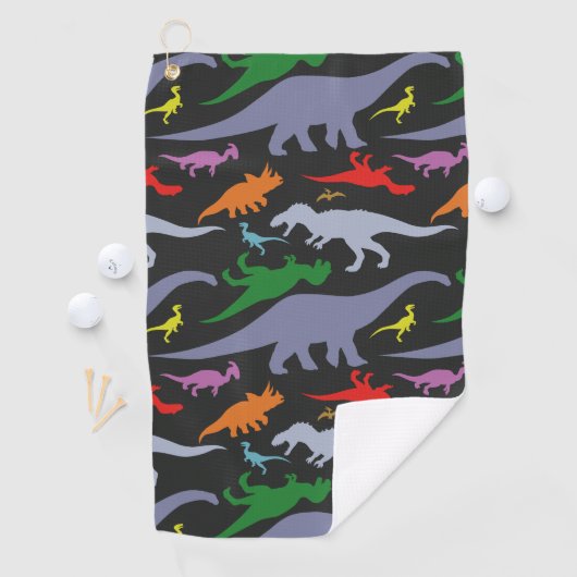 Colorful Dinosaur Pattern (Donker) Golfhanddoek (Insitu)