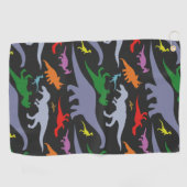 Colorful Dinosaur Pattern (Donker) Golfhanddoek (Horizontaal)
