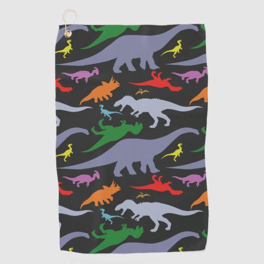Colorful Dinosaur Pattern (Donker) Golfhanddoek (Voorkant)