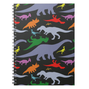 Colorful Dinosaur Pattern (Donker) Notitieboek