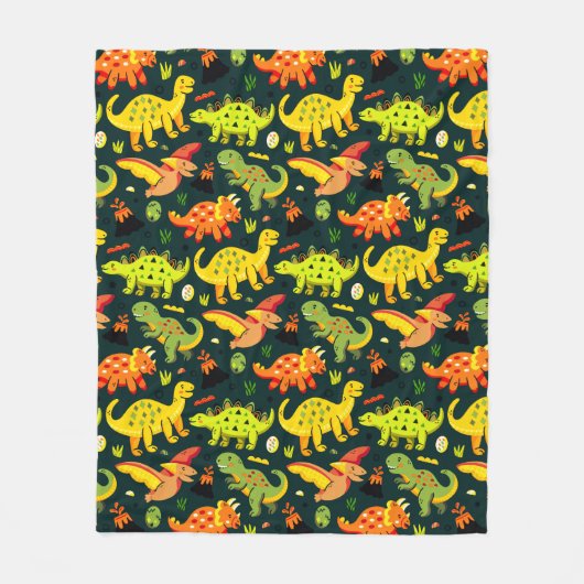 Colorful Dinosaur Pattern Fleece Deken (Voorkant)