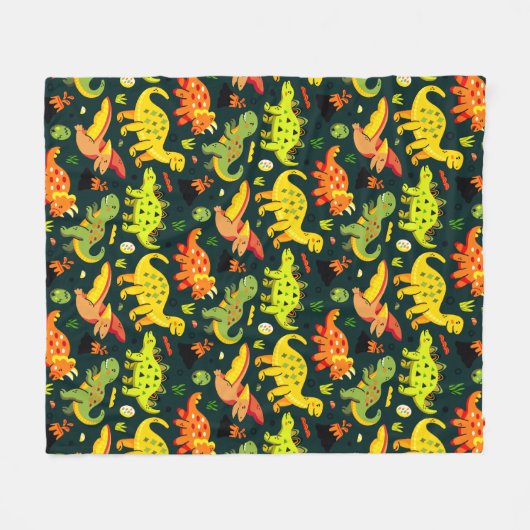 Colorful Dinosaur Pattern Fleece Deken (Voorkant (Horizontaal))