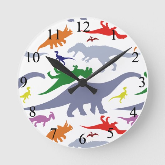 Colorful Dinosaur Pattern Ronde Klok (Voorkant)