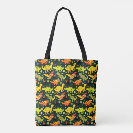 Colorful Dinosaur Pattern Tote Bag (Achterkant)