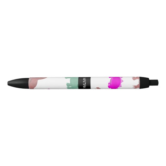Colorful Dinosaur Pattern Zwarte Inkt Pen (Voorkant)