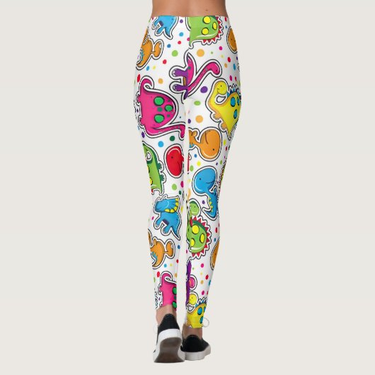 Colorful Dinosaur Seamless Pattern, Dinosaur Seaml Leggings (Achterkant)