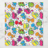 Colorful Dinosaur Seamless Pattern, Dinosaur Seaml Wijn Etiket (Enkel label)