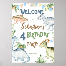 Colorful dinosaur toddler - jarig feest poster
