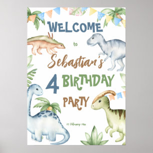 Colorful dinosaur toddler - jarig feest poster