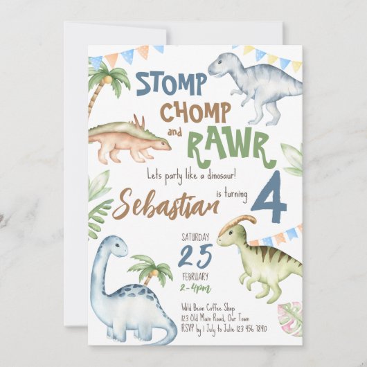 Colorful dinosaur toddler kaart (Voorkant)