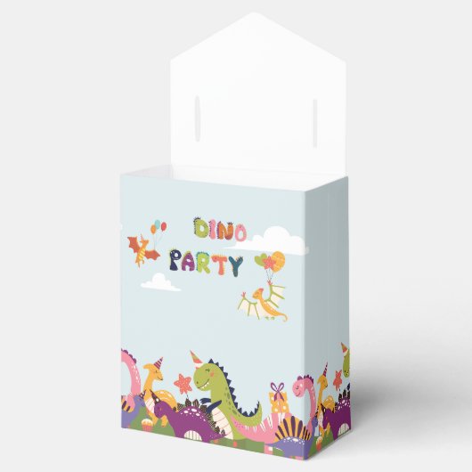 Colorful dinosaur verjaardagsfeest bedankdoosjes (Geopend)