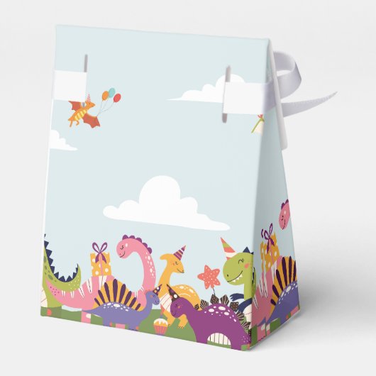 Colorful dinosaur verjaardagsfeest bedankdoosjes (Achterkant)