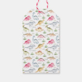 Colorful dinosaur verjaardagsfeest bedankt cadeaulabel (Achterkant)