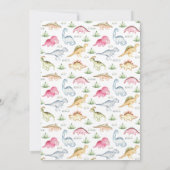 Colorful dinosaur verjaardagsfeest kaart (Achterkant)