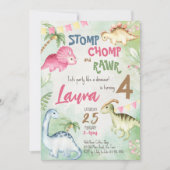 Colorful dinosaur verjaardagsfeest uitnodiging (Voorkant)