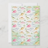 Colorful dinosaur verjaardagsfeest uitnodiging (Achterkant)