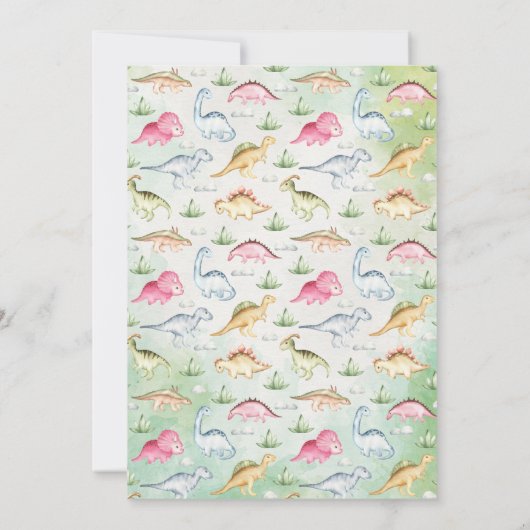 Colorful dinosaur verjaardagsfeest uitnodiging (Achterkant)