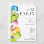 Colorful dinosauriërs verjaardagsfeest uitnodiging (Voorkant)