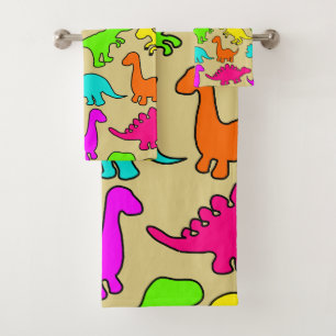 Colorful Dinosaurs Bad Handdoek