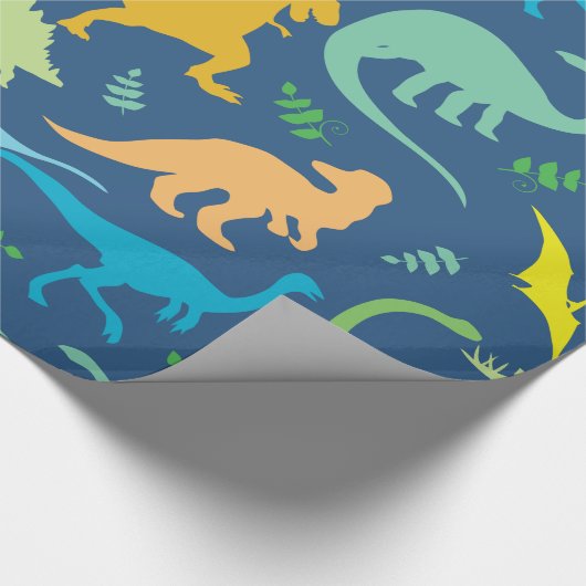 Colorful Dinosaurs Cadeaupapier (Hoek)