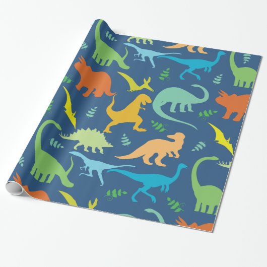 Colorful Dinosaurs Cadeaupapier (Uitgerold)