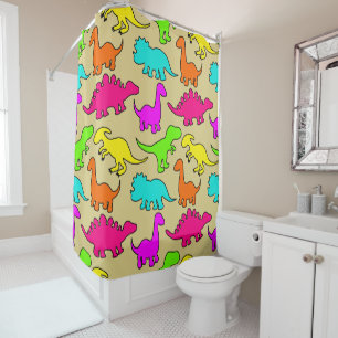 Colorful Dinosaurs Douchegordijn